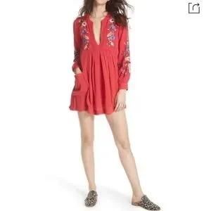 free people mia gauze embroidered mini dress Free People Santiago Embroidered Mini Dress Ivory L main image 0